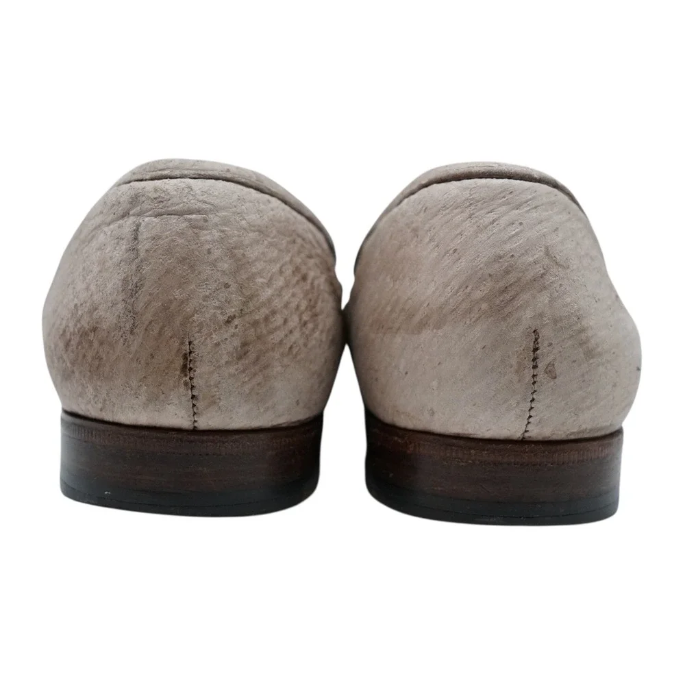 Moreschi Tan Ostrich Leather Penny Loafers Mens 9‎ Made in Italy